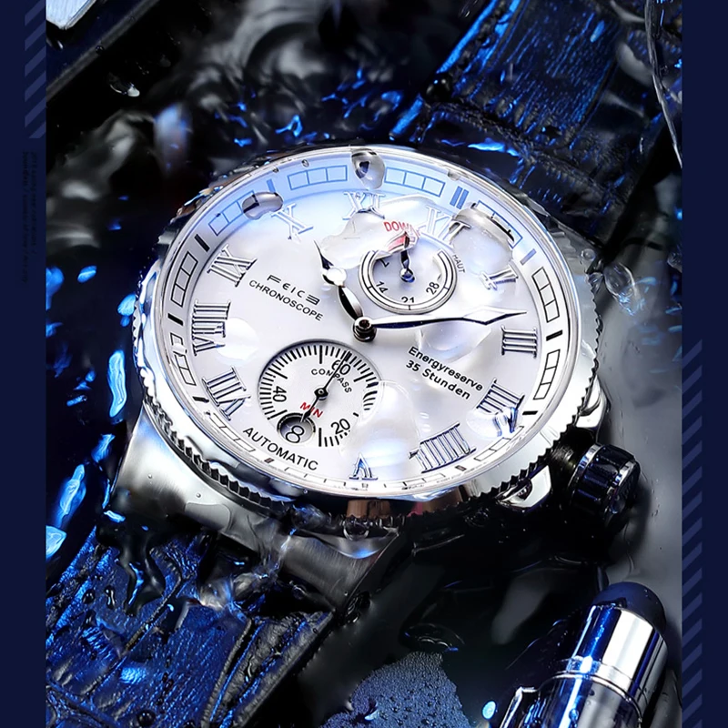 Модные часы для дайвинга, механические часы с большим циферблатом, 5 АТМ, часы с сапфировым стеклом, светящиеся мужские наручные часы из нержавеющей стали