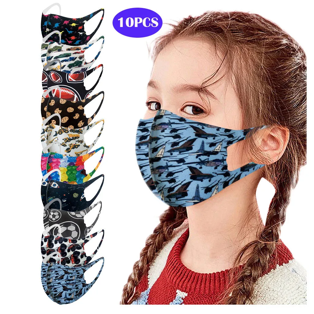

Fast Delivery 10pcs Kids Cartoon Printed Ice Silk Mask To Protect Bandage mascarillas para niños Protection du visage masque