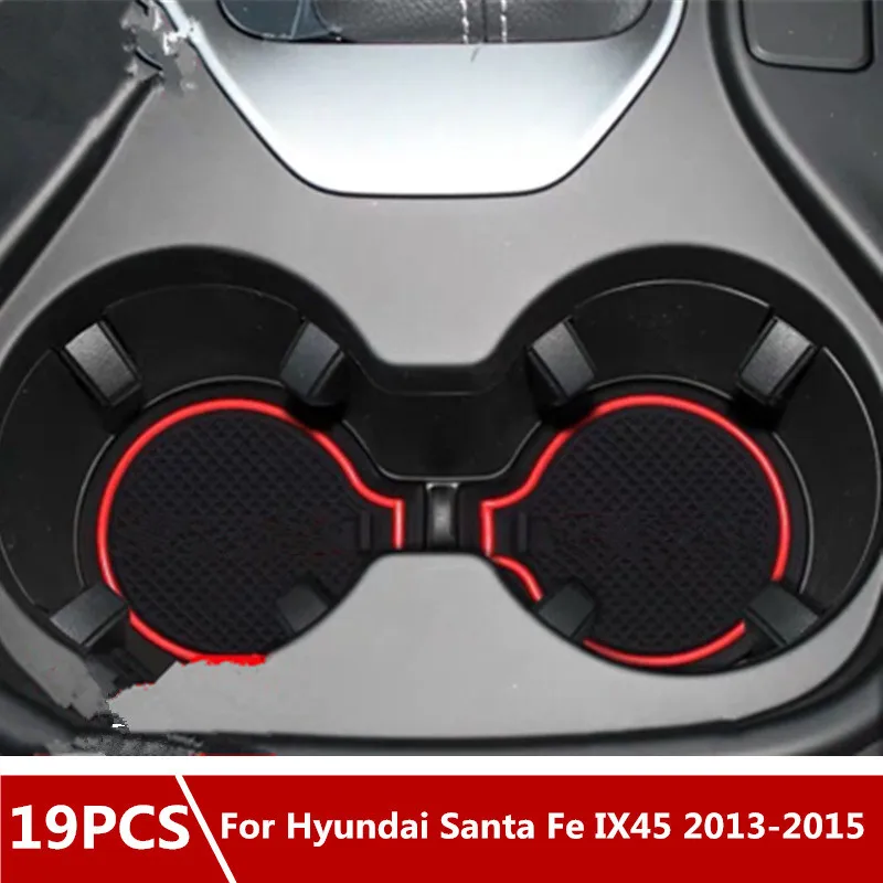 

For Hyundai Santa Fe IX45 2013 - 2015 Door Groove Mat Anti-Slip Mat Non-Slip Gate Slot Cup Pad Door Interior Decoration Styling