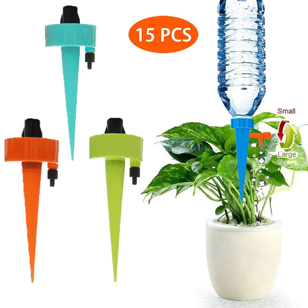 

Newly Version 15/30/45 Pcs Garden Automatic Plant Watering Universal Self Watering Spikes with Slow Release Control Valve