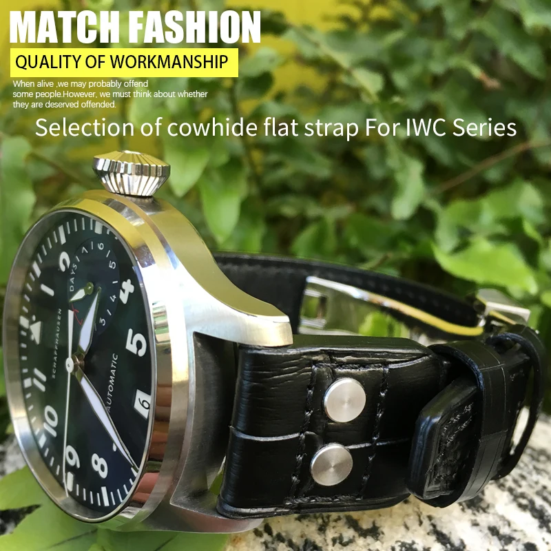 Di Alta Qualità In Vera Pelle Di Vitello Cinturino 21 Millimetri 22 Millimetri Adatto Per Iwc Big Pilot Top Gun Iw5009 Iw5103 Filo Nail Cinturino Di V