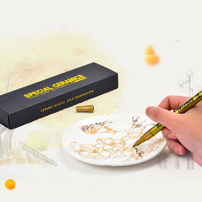 Gold Paint Ceramic Ceramic Porcelain Hook Ceramic Porcelain Pen