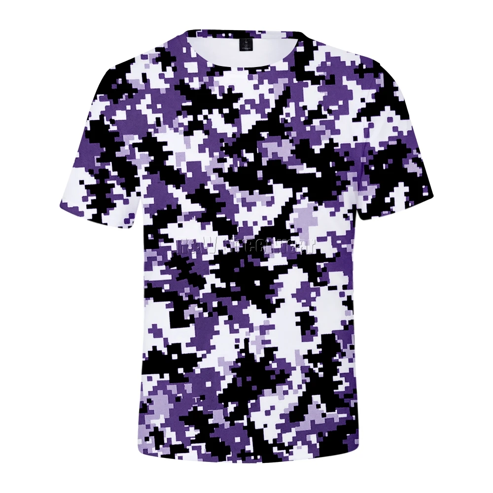 

Pixelated camouflage t shirt green red purple yellow men women hiphop streetwear sports 3d