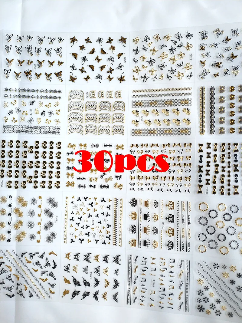 FlorVida 24pcs Nail Art Stickers Set For Manicure Sticker Kit Self-adhersive Decals Press On Nails Butterfly Halloween Christmas
