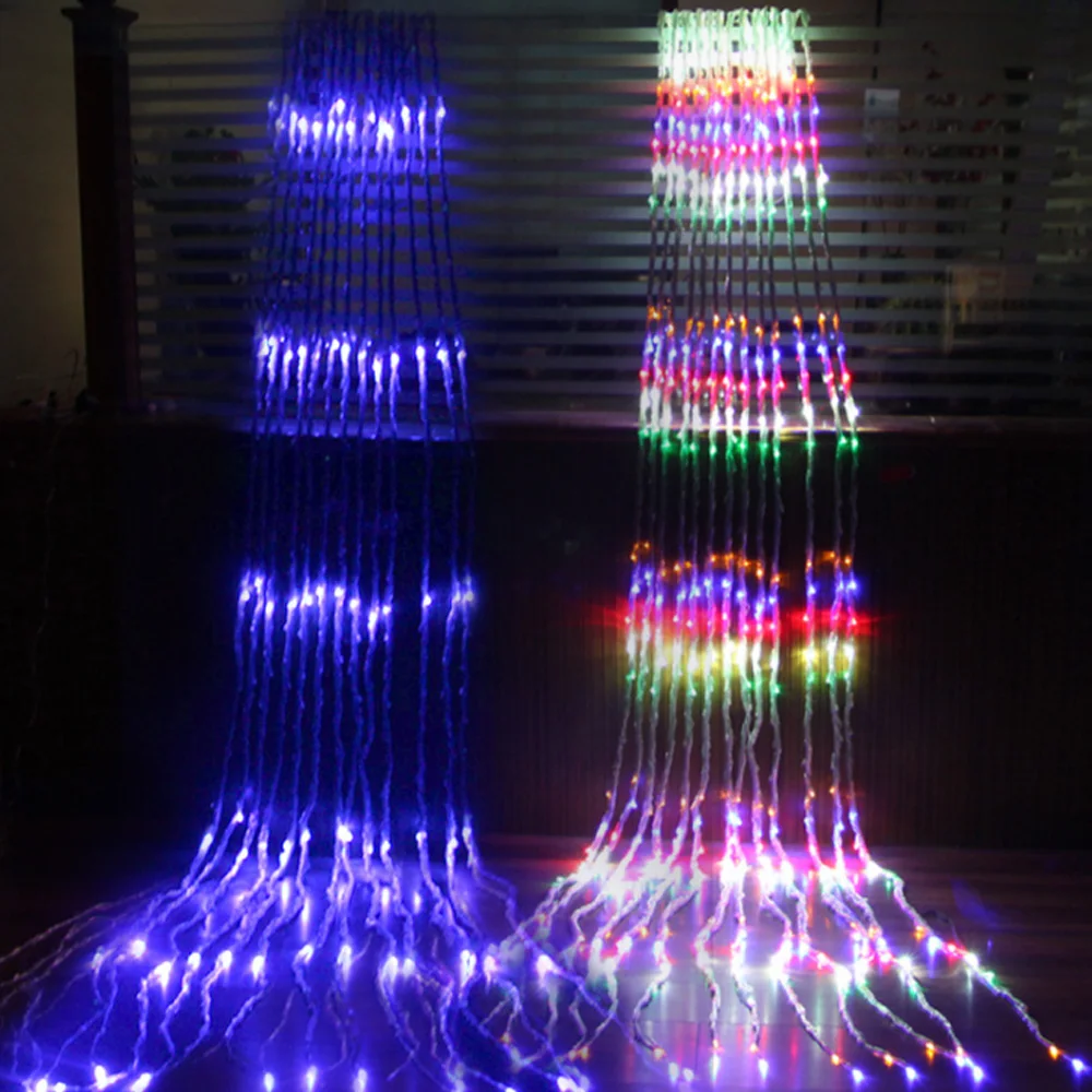 3x3m 320 LED Waterfall Window Curtain Lights Icicle String Wedding Party Decor 