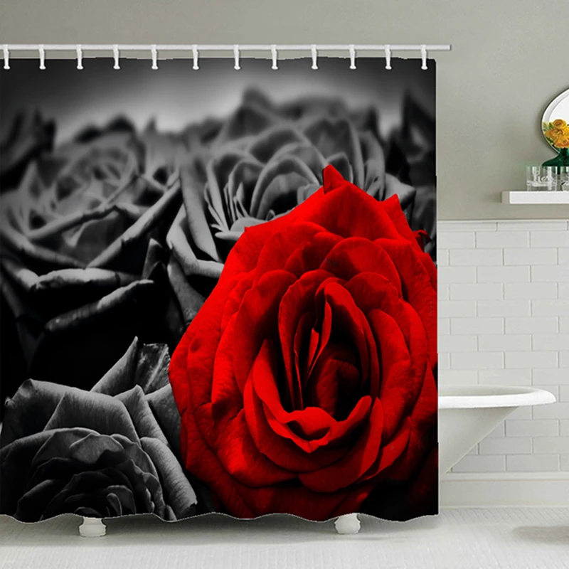 180x200 см, занавеска для душа с 3D принтом, сексуальная красная роза, водонепроницаемая занавеска для душа с крючками, занавеска для ванной комнаты