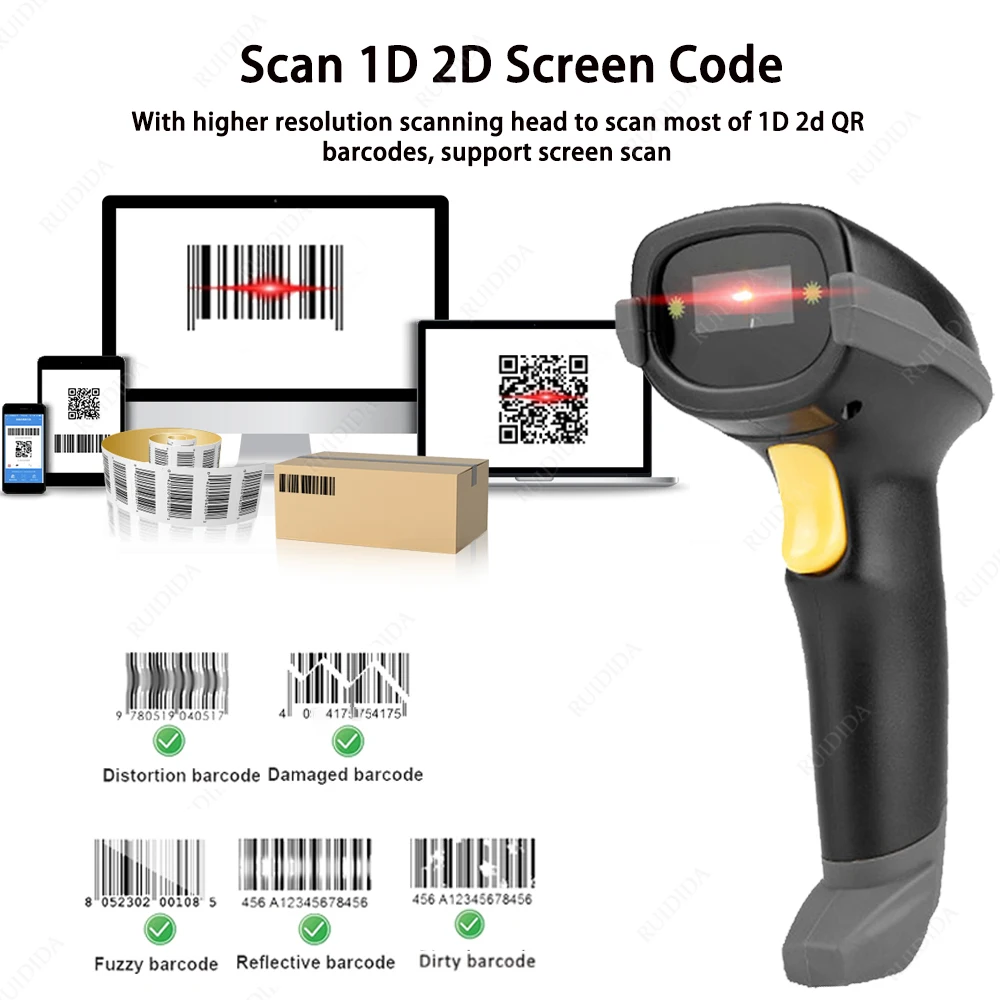 Bar code Scanner Bluetooth QR Code Reader 2D Scan Bar code Reading BT Wireless 2d Barcode Scanner Handheld Datamatrix qr