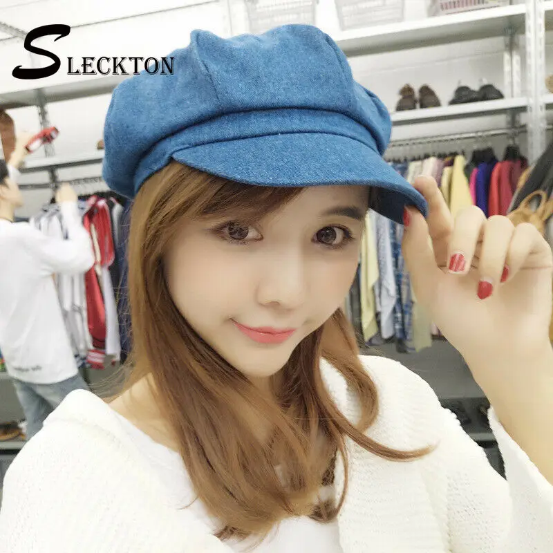 

SLECKTON Herringbone Solid Casual Newsboy Cap Painter Hats Octagonal Hat Cotton Solid Beret Cowboy Cap Cotton Beret Hat