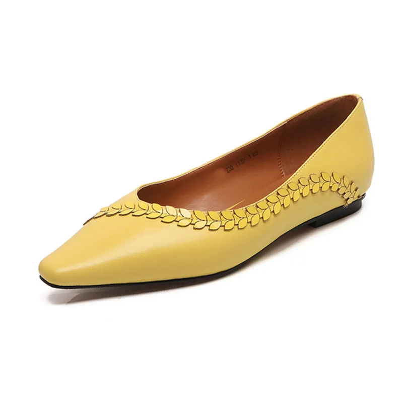 

Fashion Shallow Low-Heeled Women Pumps Flower Pointed Toe High Heels Comfortable Spring Small Leather Shoes Zapatillas Mujer