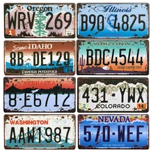 Poster USA Garage-Tin-Signs License-Plate-Decor Car-Number Wall-Bar Texas Pub California