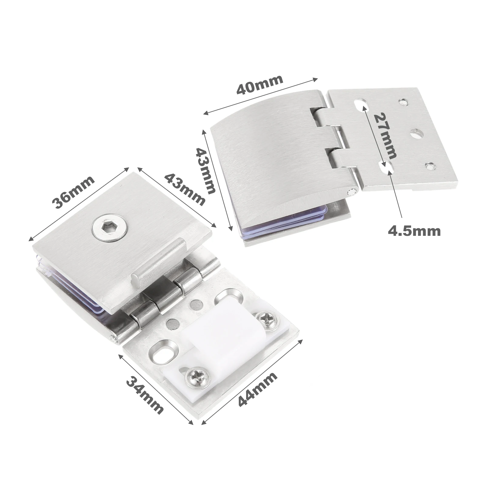 2 Cerniere Per Porte In Vetro - In Lega Di Zinco Per Vetrine E Armadi | Spessore 5-7mm