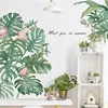 Rainforest Green Plants Monstera Wall Sticker Home Decor Living Room Nordic Tropical Palm Leaves Window Wall Decals Muursticker ► Photo 2/5