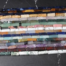 LanLi, модные ювелирные изделия, 4x13 мм, прямоугольные натуральные камни, бусы, сделай сам, для мужчин и wo мужчин, браслет, ожерелье, серьги-гвоздики, аксессуары для изготовления