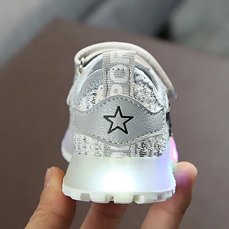 Christmas Baby Shoes1-5T Sport Children Breathable Anti-Slip LED Light Shoes Kids Soft Soled First Walkers #m