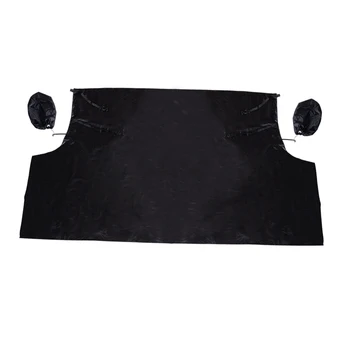 

DWCX Universal Black Car Auto Windshield Snow Sun Cover Ice Frost Removal w/ Mirror Protector Polyester for Truck SUV