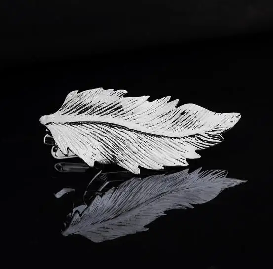 Big Feather 20 шт. медный зажим для галстука, музыкальные ноты/курительная трубка/автомобиль/гитара/Крючок для рыбы/перо/Пуля зажим для галстука, булавки для галстука, мужские ювелирные изделия, смешанный заказ - Окраска металла: Big Feather