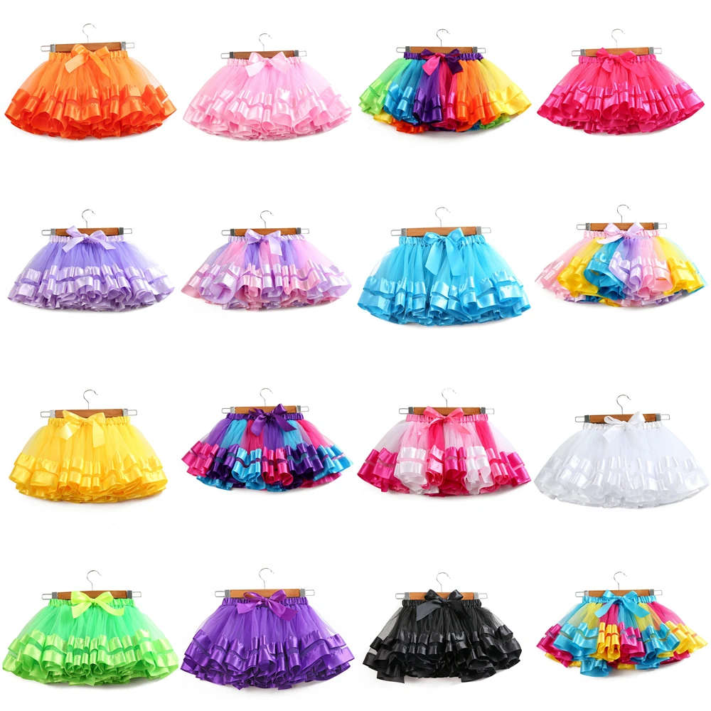 Baby Tutu Skirt Infant Girls Colorful Rainbow Tulle Skirt Princess Mini Dress Children Clothing Pettiskirt Toddler Cloth TTS09