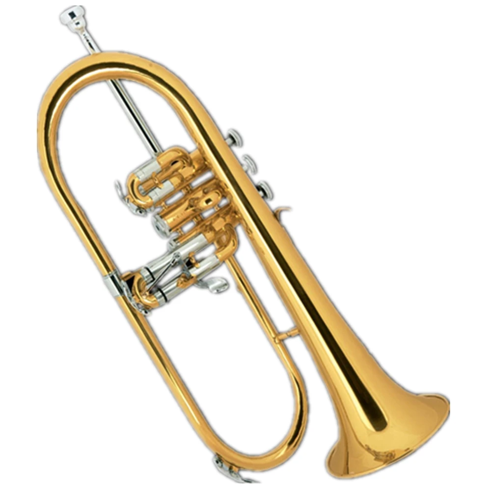 Gold lacquer cupronickel tuning pipe Brass body Tone Bb Flugelhorn