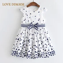 Красивые платья для девочек DD& MM новая детская одежда милое платье принцессы в полоску с бантом и принтом птицы для девочек от 3 до 8 лет