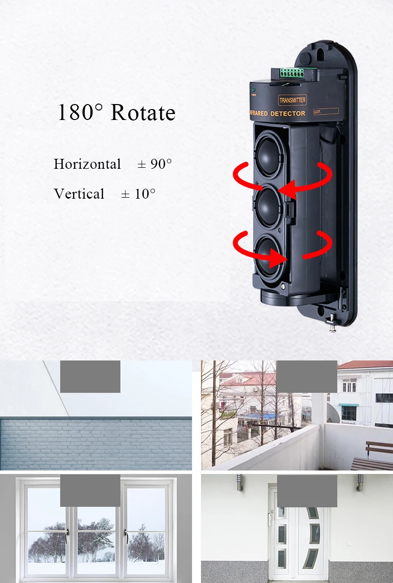 IP66 Waterproof 3 beam wireless 433MHz infrared beam detector 