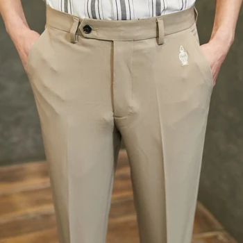 

2020 NEW Men Dress Pant Wedding Business Office Social Pants Casual Slim Fit Formal Trousers Men Suits Work Clothes Khaki Grey