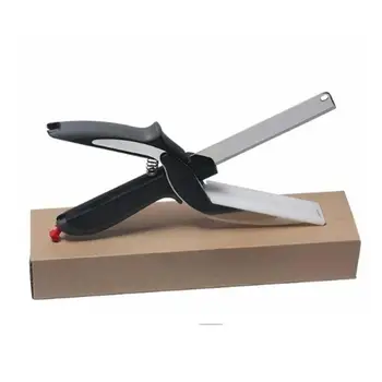 

Food Scissors Vegetable Scissors 2-In-1 Smart Stainless Steel Spring Knife Multi-Function Household Kitchen Circlip Scissors