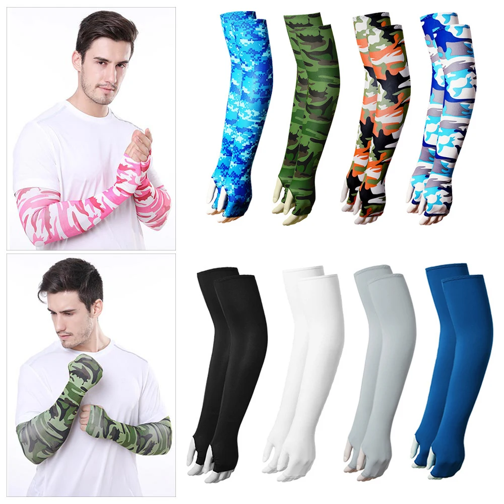 Men Cooling Arm Sleeves Cover Cycling Run Fishing UV Sun Protection Outdoor 