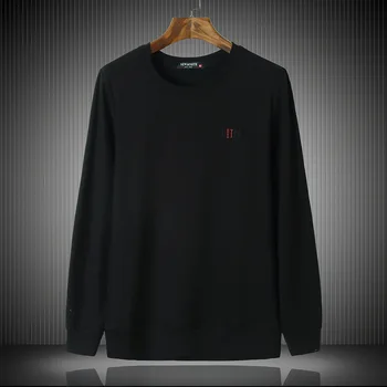 

Autumn Big Size Loose Sweater Fat Man Long Sleeve T-shirt Shirt Men Plus Fat plus Round Neck Black Backing Shirt