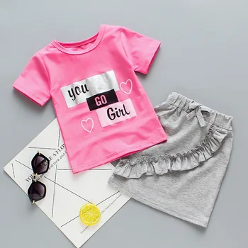 

2020 Summer Baby Girls Clothing Sets Toddler Girls Letter Printed T Shirts Skirt 2Pcs/Sets Baby Girl Outfits Infant Tracksuits