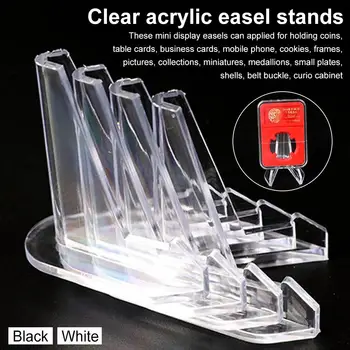 

10 Packs Mini Clear Acrylic Easel Stands Coin Display Easel for holding coins, business cards, mobile phone, frames and pictures