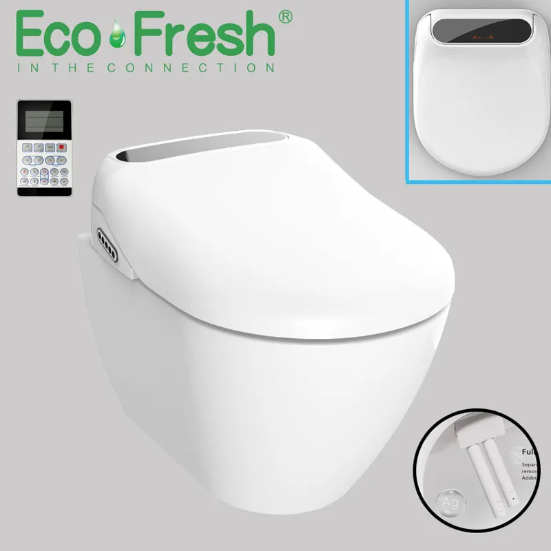 Цена Ecofresh светодиодный светильник для туалета ed Smart удлиненный U сиденье для унитаза Электрический биде крышка с подогревом светодиодный светил...