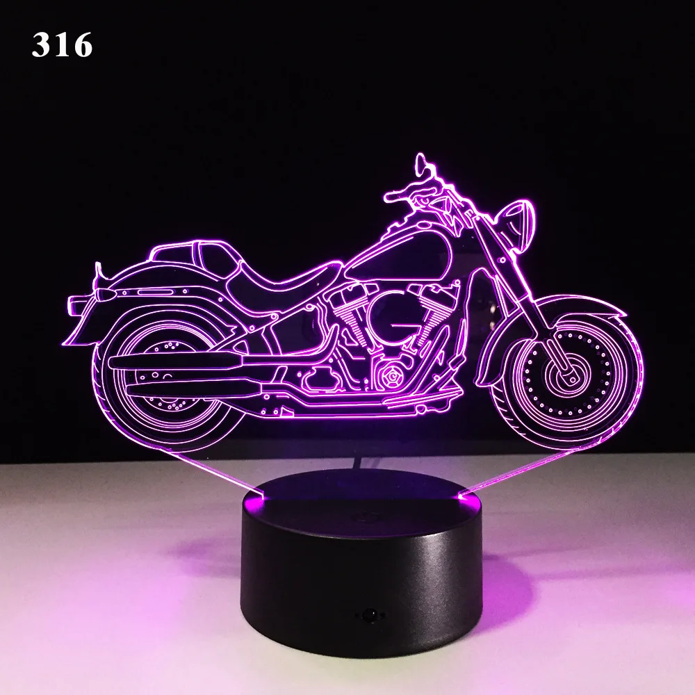 Мотоцикл Велосипед Мотоцикл 3D светодиодный ночник акриловая лазерная Иллюзия 7/16 цветов Пульт дистанционного управления дети друзья подарок игрушки 1 шт. Прямая