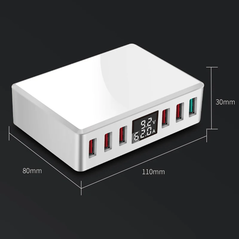 QC3.0 Смарт USB зарядное устройство светодиодный дисплей 6 зарядное устройство для быстрой зарядки для iPhone iPad samsung huawei Xiaomi Мобильный телефон