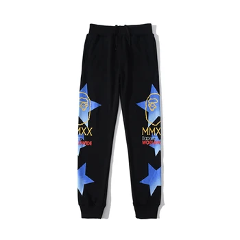 

European and American color striped star print casual sports thin sports pants youth cotton cartoon trousers