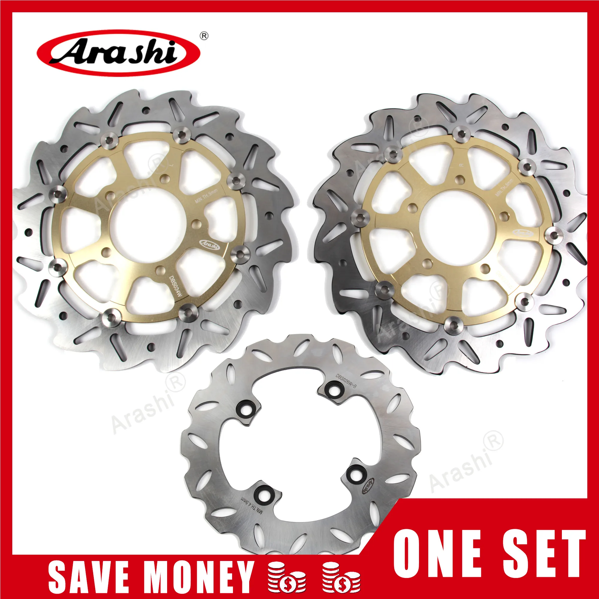Gold Front Rear Араши ER6N 650 2006- ЧПУ передние и задние тормоза дисковые роторы для KAWASAKI ER 6N 2006 2007 2008 2009 2010 2011 2012 2013 - Цвет: Gold Front Rear