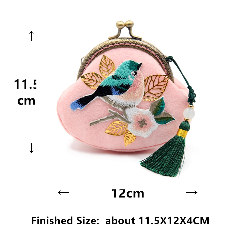 Ручной работы розовый кошелек для монет швейный Материал пакет DIY Войлок вышивка птица в китайском ретро-стиле кошелек маленькая сумочка Сделай Сам Набор для рукоделия