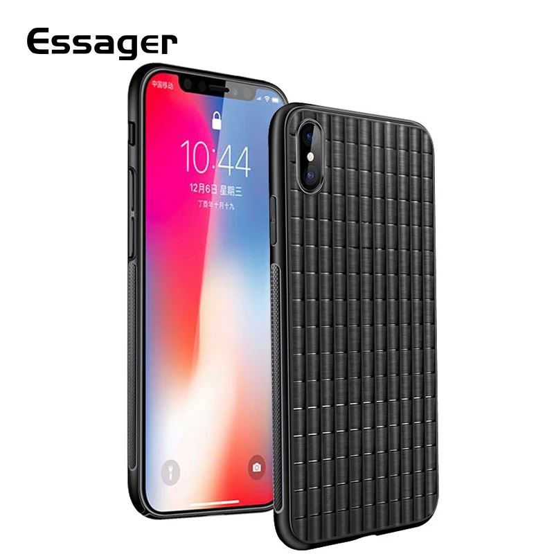 

Essager Luxury Phone Case For iPhone X XS Max XR X R 8 7 Plus Soft Silicone Weave Grid Back Cover For iPhone 8Plus 7Plus Coque