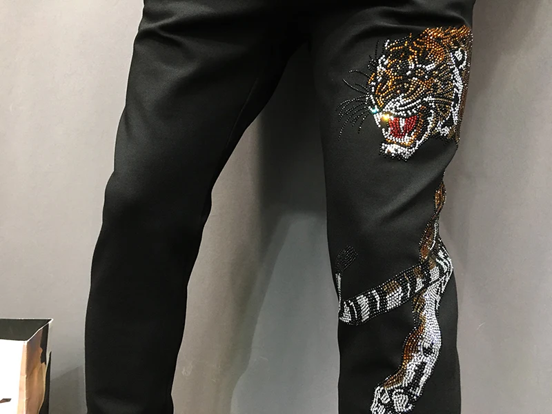 Вышивка бисером мужской набор colorfur tiger спортивный костюм классический черный модный мужской костюм из 2 предметов Осенняя спортивная одежда Бенгальский Тигр