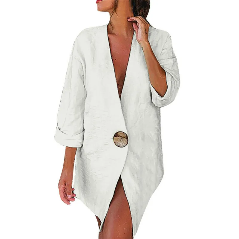 

Casual Long Sleeve Solid Color Coat V-neck Lady Business Jacket Formal Suit Coat One Button Slim Top Women Blazers Female 2019