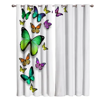 

Butterfly Animal Bright Natural Curtains For Kids Boy Girl Bedroom Living Room Cortinas Custom Drape Kitchen Window Curtains