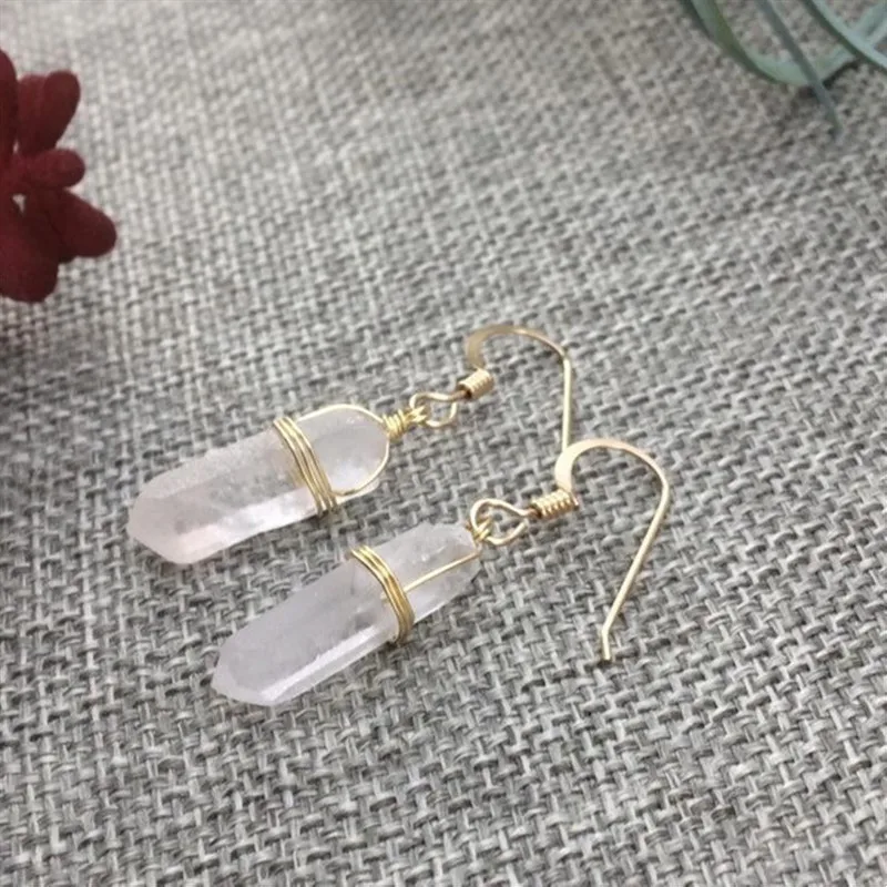Quartz Crystal Matte Point Earrings Crystal Quartz Earrings Women