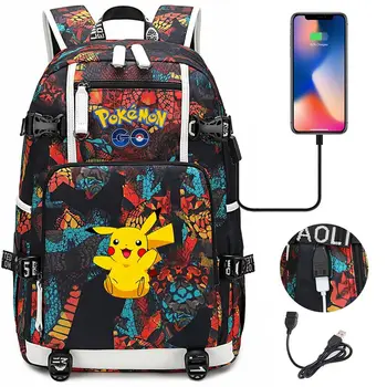 

New Fashion Pokemon Backpacks Women Men School Bags Laptop Travel Bags Multifunction USB Charging Backpack Mochila Escolar