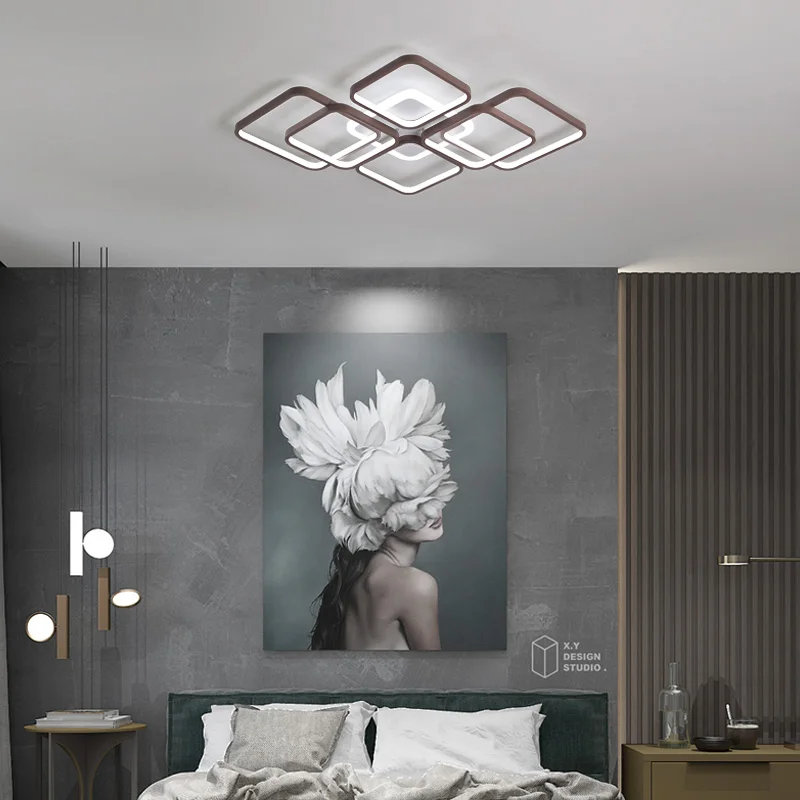 Brown Rectangle Acrylic Aluminum Modern Led ceiling lights for living room bedroom AC85-265V Ceiling Lamp Fixtures