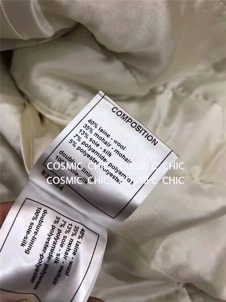 Cosmicchic, женское осеннее элегантное белое короткое пальто, роскошная шерстяная твидовая куртка с длинным рукавом, золотая нить, плетение, OL, Женская куртка
