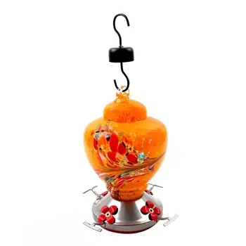 

Handmade Stained Glass Decorations With Perching Frame For Hummingbird Feeders Include Hanging Ropes And Container Hooks