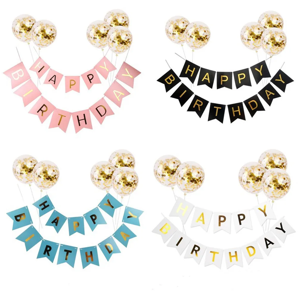 

1set Happy Birthday Letter Banner Rose Gold Confetti Balloons Baby Shower Birthday Party Decorations Boy Girl Kids Party Favors