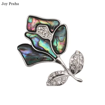 

Original handmade natural abalone shell / rose one-line brooch pin