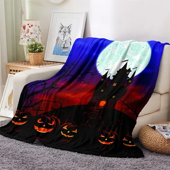 

Happy Halloween Blanket Mat Bedspread Soft Fleece Throw Blanket Sofa Soft Winter