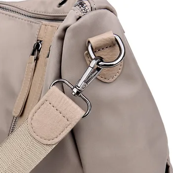 

Women's Nylon Solid Color Double Zipper College Style Travel Backpack Packet Bag