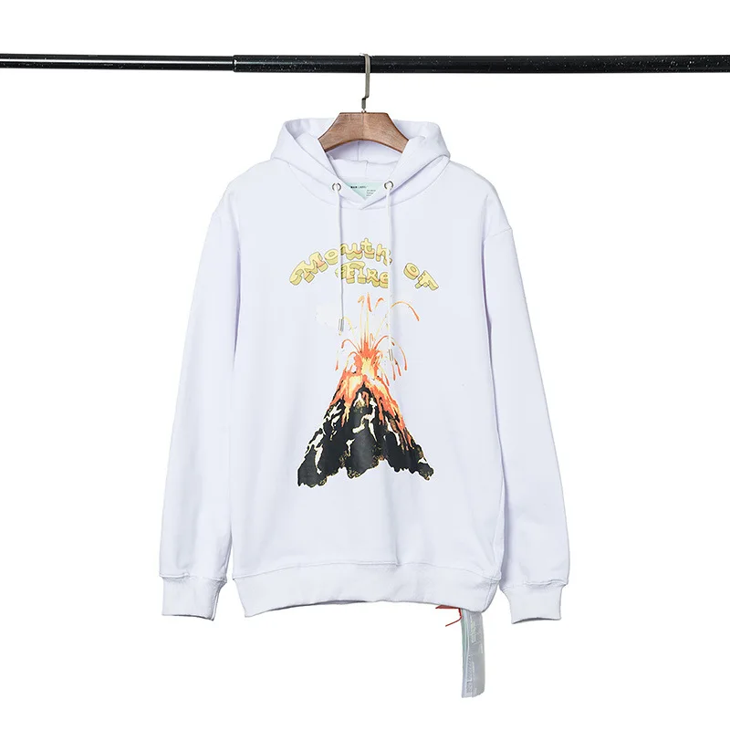 19SS OFF-WHITE OW Осень-Зима Новая высококачественная мужская толстовка с принтом вулканического извержения